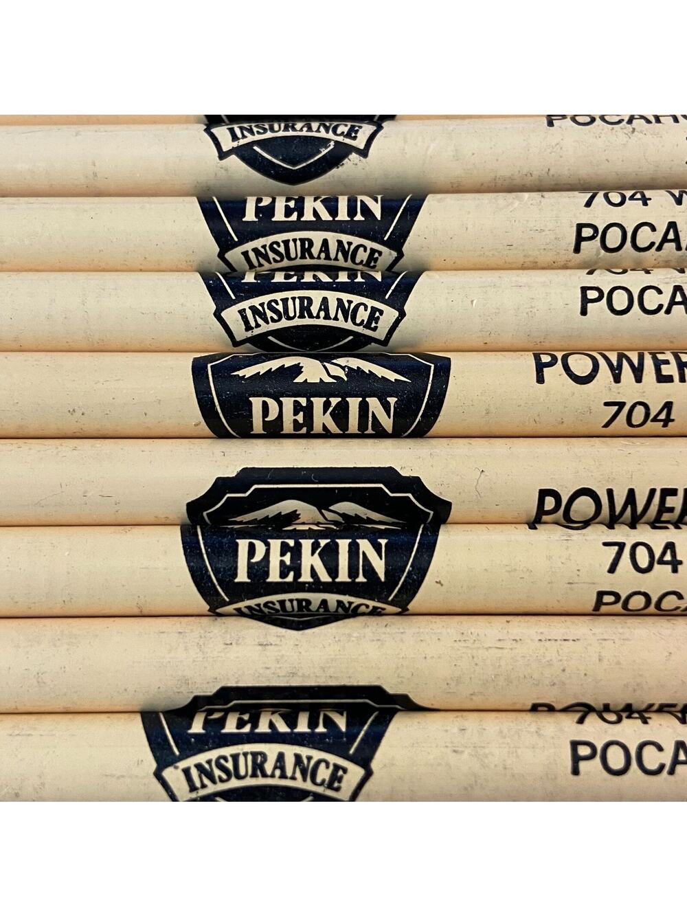 Vtg Pekin Powers Insurance Agency Advertising Pencils Iowa Never Sharpened